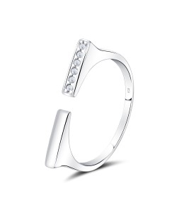 U Shaped With CZ Stone Silver Ring NSR-4140